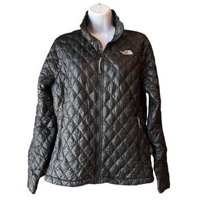 The North Face Quilted Jacket Black Lightweight Zip Puffer Coat Women Sz Medium
